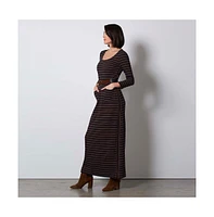 Etcetera Women's E3 by Striped Knit Maxi Dress Parallel