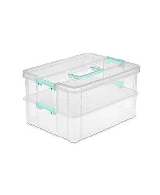 Sterilite Stack and Carry 2 Layer Handle Box Stackable Storage Container, 4 Pack