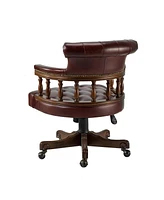 Hulala Home Viktor Traditional Genuine Leather Executive Chair with Nailhead Trims