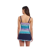 Profile by Gottex Women's Harmony E Cup Center Ruched Tricolored Tankini