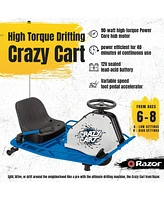 Razor High Torque Motorized Drifting Crazy Cart with Drift Bar for Adults, Blue