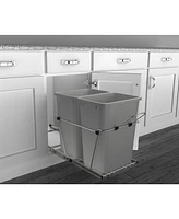 Rev-a-Shelf Double Pullout Trash Can qt. for Kitchen, Silver