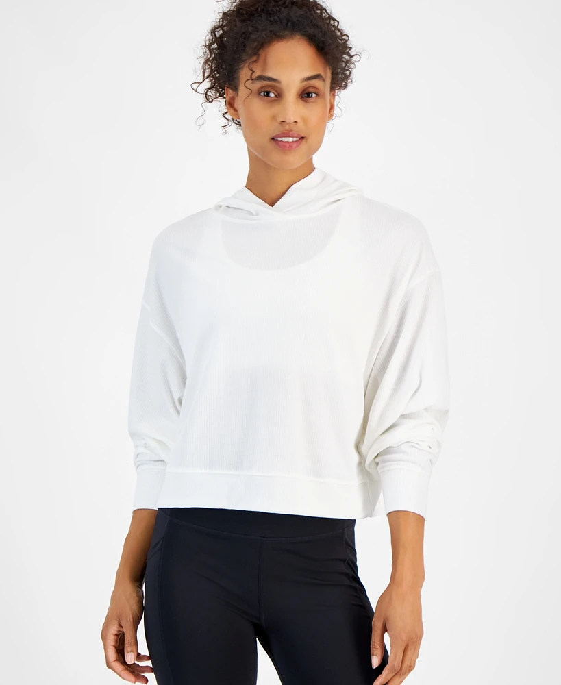 Id Ideology Women's Ribbed Drop-Shoulder Hoodie, Created for Macy's