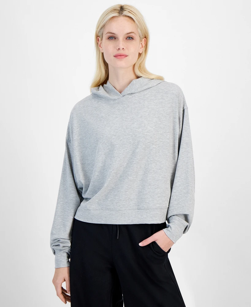 Id Ideology Women's Ribbed Drop-Shoulder Hoodie, Created for Macy's