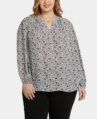 Nydj Plus Puff Sleeve Popover Top