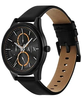 A|X Armani Exchange Men's Quartz Multifunction Leather Watch 42MM