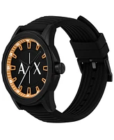 A|X Armani Exchange Men's Quartz Three-Hand Black Silicone Watch 44mm