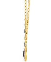 Le Vian Chocolate Diamond & Nude Diamond Halo Cluster Paperclip Link 19" Pendant Necklace (3/4 ct. t.w.) in 14k Gold