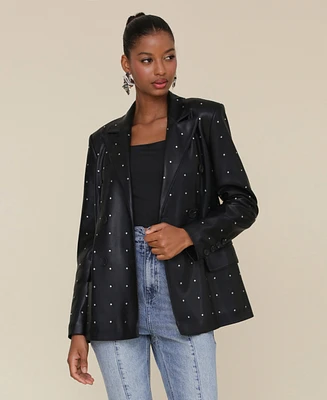 Avec Les Filles Women's Double-Breasted Diamante Blazer