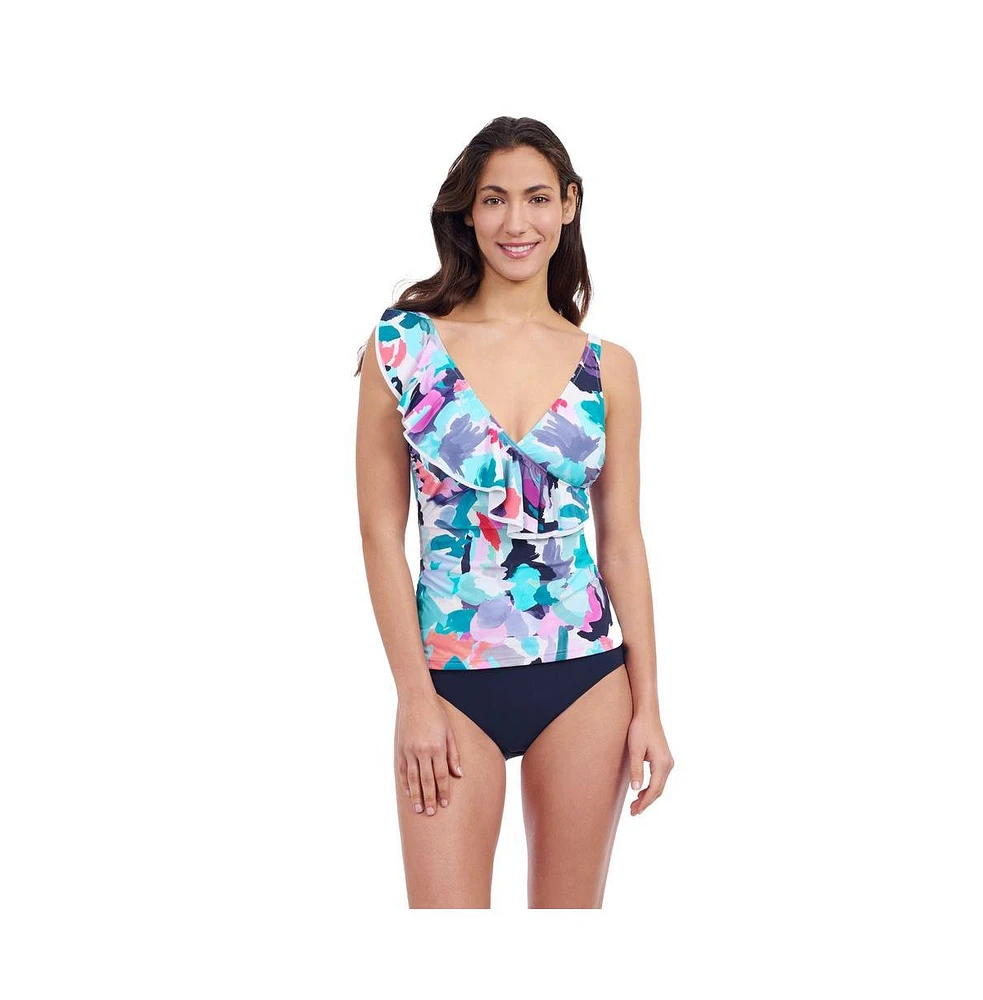 Profile by Gottex Women's Holi Ruffle V Neck Surplice Tankini