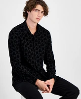 A|X Armani Exchange Men's Flocking Woven Logo Shirt