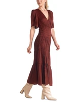 Elan Women's Short-Sleeve V-Neck Tiered Maxi Dress