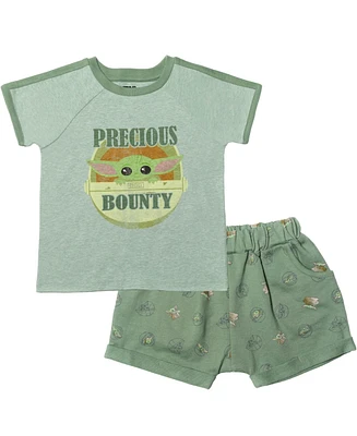 Starwars Boys Star Wars The Mandalorian T-Shirt and French Terry Shorts Outfit Set to