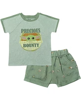 Starwars Boys Star Wars The Mandalorian The T-Shirt and French Terry Shorts Outfit Set to