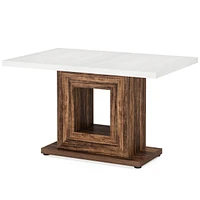 Tribesigns 47-Inch Farmhouse Dining Table for 4, White Kitchen Dinner Table with Heavy Duty Pedestal, Rustic Wooden Eating Table for Home, Dining Room