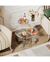 Tribesigns No Assembly 3-Tier Half Moon Side Table, Modern Clear Acrylic End Table for Living Room, Small Spaces