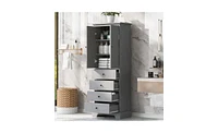 Slickblue Storage Cabinet with 2 Doors and 4 Drawers Stylish Bathroom Organizer for Ample Storage