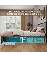 Gymax Queen Size Bed Frame w/ 2 Storage Drawers Led Lights Slats Support Modern