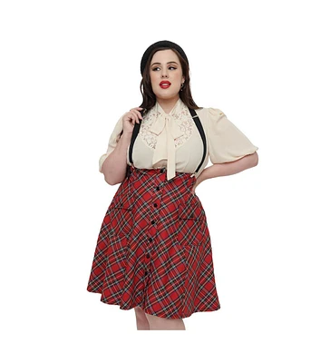 Unique Vintage Plus 1950s Suspender Flare Skirt