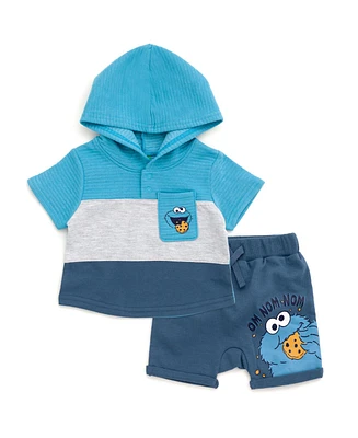 Sesame Street Baby Boys Cookie Monster Pullover Hoodie and French Terry Shorts Newborn to