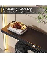 Tribesigns Modern Console Table with Geometric Base, 40 inch Wood Entryway Table Sofa Table Narrow Long, Contemporary Accent Table for Living Room, En