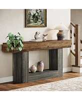 Tribesigns 63" Console Table, Farmhouse 2-Tier Entryway Table with U-Shaped Base, Narrow Long Wood Sofa Behind Couch for Living Room,