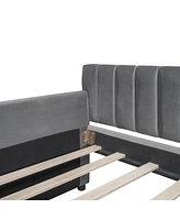 Slickblue Twin Size Upholstered Daybed with Drawers and Wood Slat Support