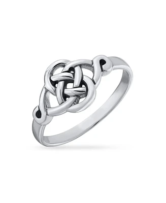 Bling Jewelry Dainty Best Friends Irish Celtic Love Knots Bff Infinity Promise Ring 2MM Band For Women Oxidized .925 Sterling Silver