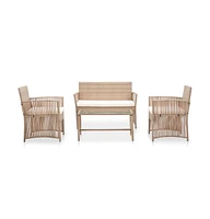 vidaXL 4 Piece Patio Lounge Set with Cushion Poly Rattan Beige