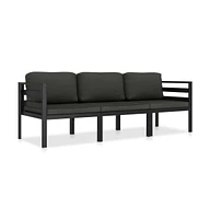 vidaXL 3 Piece Patio Lounge Set with Cushions Aluminum Anthracite