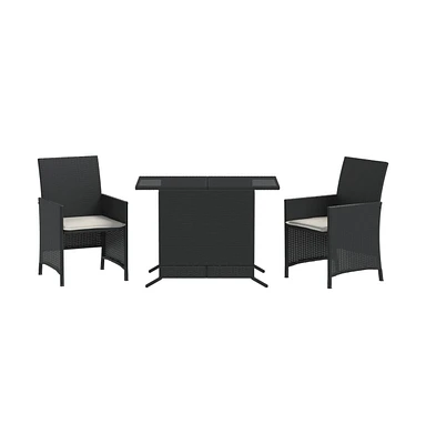 vidaXL 3 Piece Bistro Set with Cushions Poly Rattan