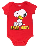 Peanuts Baby Boys Woodstock Snoopy 4 Pack Bodysuits Newborn to