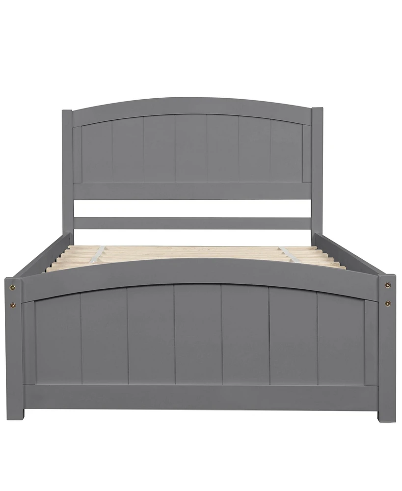 Slickblue Wood Platform Bed with Headboard, Footboard, and Sturdy Slat Support