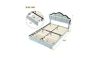 Slickblue Full Size Upholstered Princess Platform Bed with Led and 2 Storage Drawers