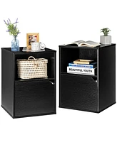 Gymax Set of 2 Nightstands Side End Table Storage Cabinet Shelf Living Room White