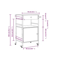 vidaXL Kitchen Trolley Black 22"x16.9"x35.2" Engineered Wood