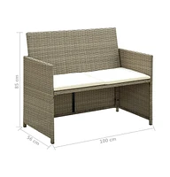 vidaXL 4 Piece Patio Lounge Set with Cushions Beige Poly Rattan