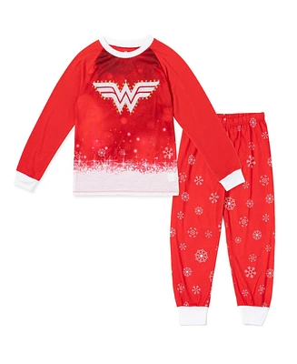 Justice League Girls Dc Comics Wonder Woman Pullover Pajama Shirt and Pants Sleep Set