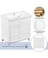 Slickblue Stylish Bathroom Vanity with Sink, 2-Door Cabinet & Drawer for Extra Storage