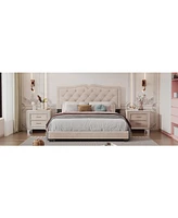 Slickblue Queen Size Upholstered Bed Frame with Rivet Design – Stylish and Durable