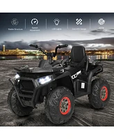 Costway 12V Kids Electric 4-Wheeler Atv Quad 2 Speeds Ride On Car w/MP3&Led Lights