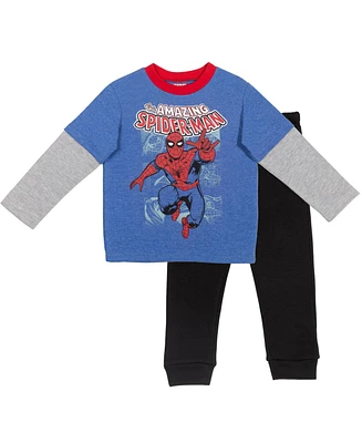 Marvel Boys T-Shirt and Fleece Pants Outfit Set to (2T - 14-16)