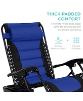 Best Choice Products Oversized Padded Zero Gravity Chair, Folding Outdoor Patio Recliner w/ Side Tray - Black/Burgundy