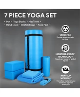 BalanceFrom Fitness 7 Piece Yoga Set with Mat, Stretch Strap, & Knee Pad