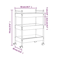 vidaXL Kitchen Trolley Black 19.7"x11.8"x27.6" Engineered Wood