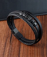 Rhona Sutton Urban Edge Leather Black Stainless Steel Bracelet