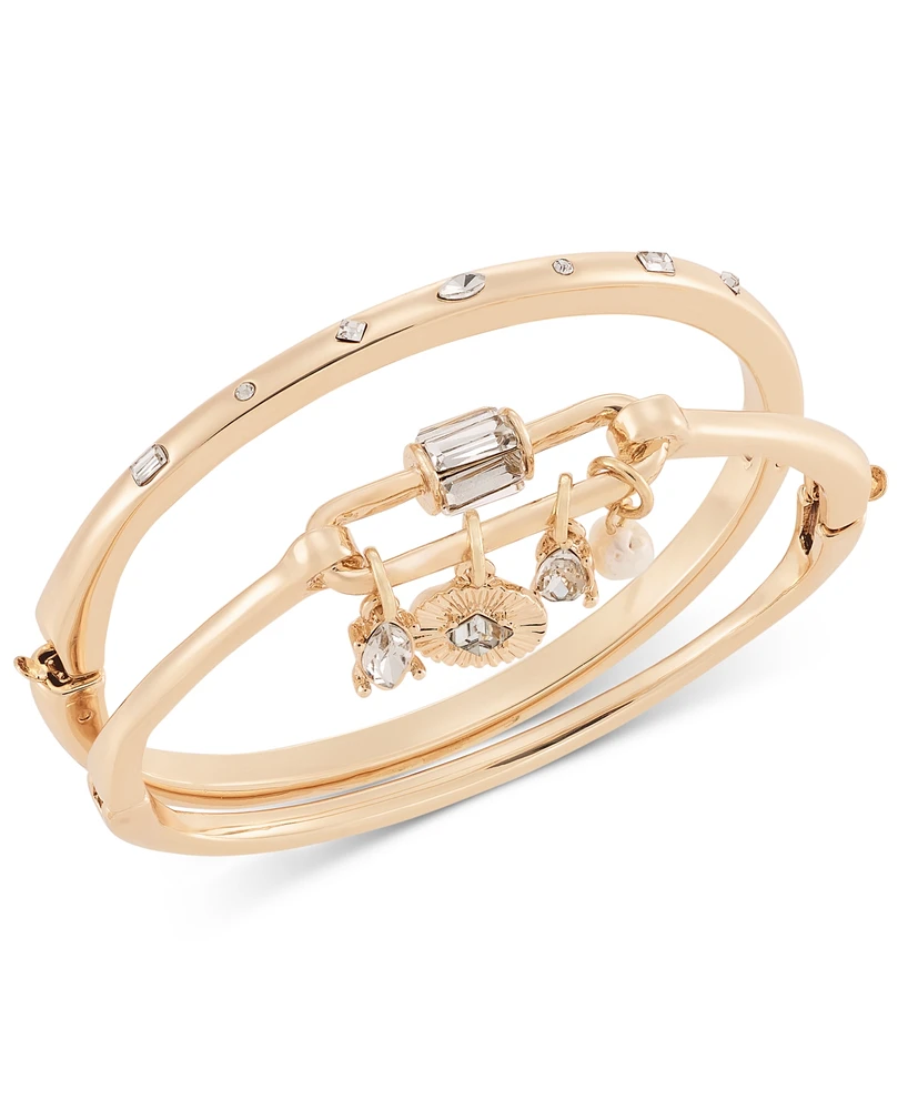 On 34th 2-Pc. Set Freshwater Pearl Charm Bangle Bracelets, Exclusively at Macy's