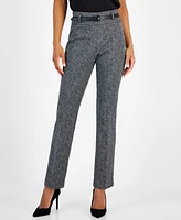 Kasper Women's Herringbone High-Rise Belted Bootcut Pants