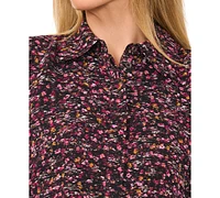 CeCe Women's Floral-Print Long-Sleeve Blouse