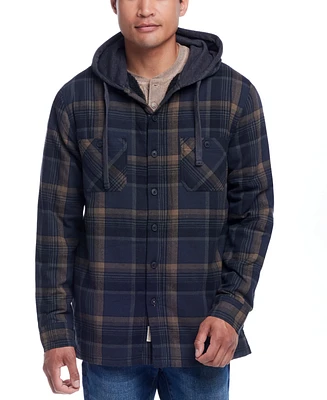 Weatherproof Vintage Men's Sherpa Lined Flannel Hooded Shirt Jacket